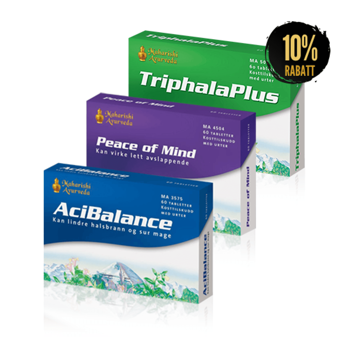 Grunnpakke Pitta-Vata (Aci Balance + Peace + Triphala)